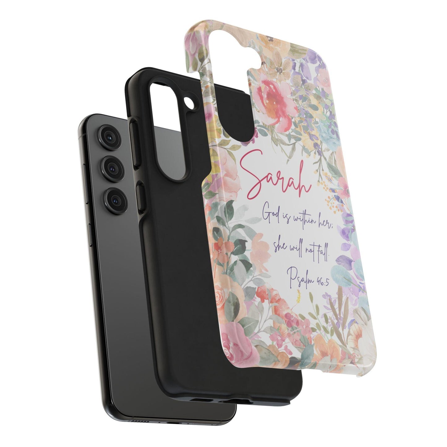 Personalized Floral Phone Cover with Bible Verse Psalm 46:5 - Joyful Moments Market