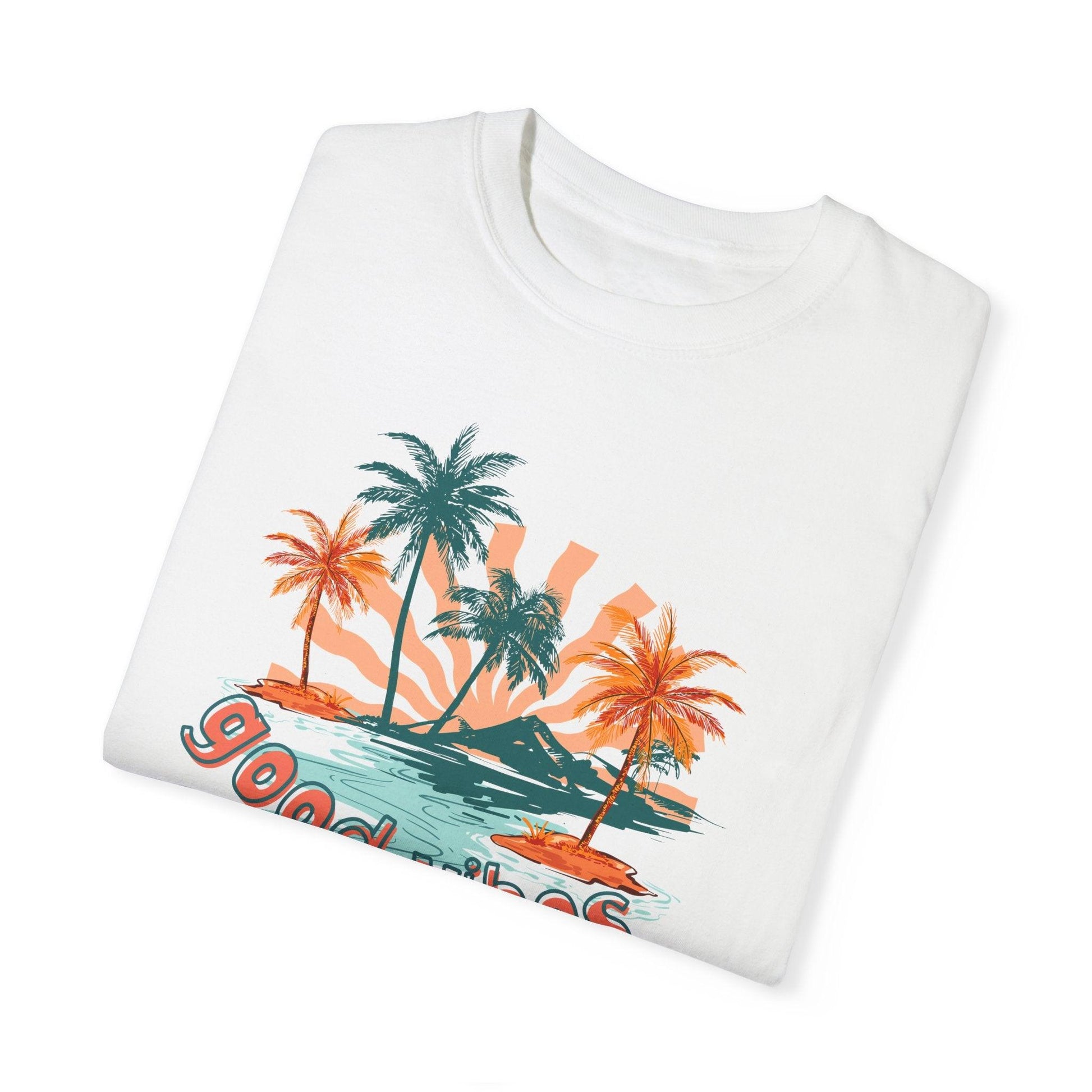 Comfort Colors Palm Sunrise Tee | Soft Garment-Dyed Cotton for Beach Vibes - Joyful Moments Market