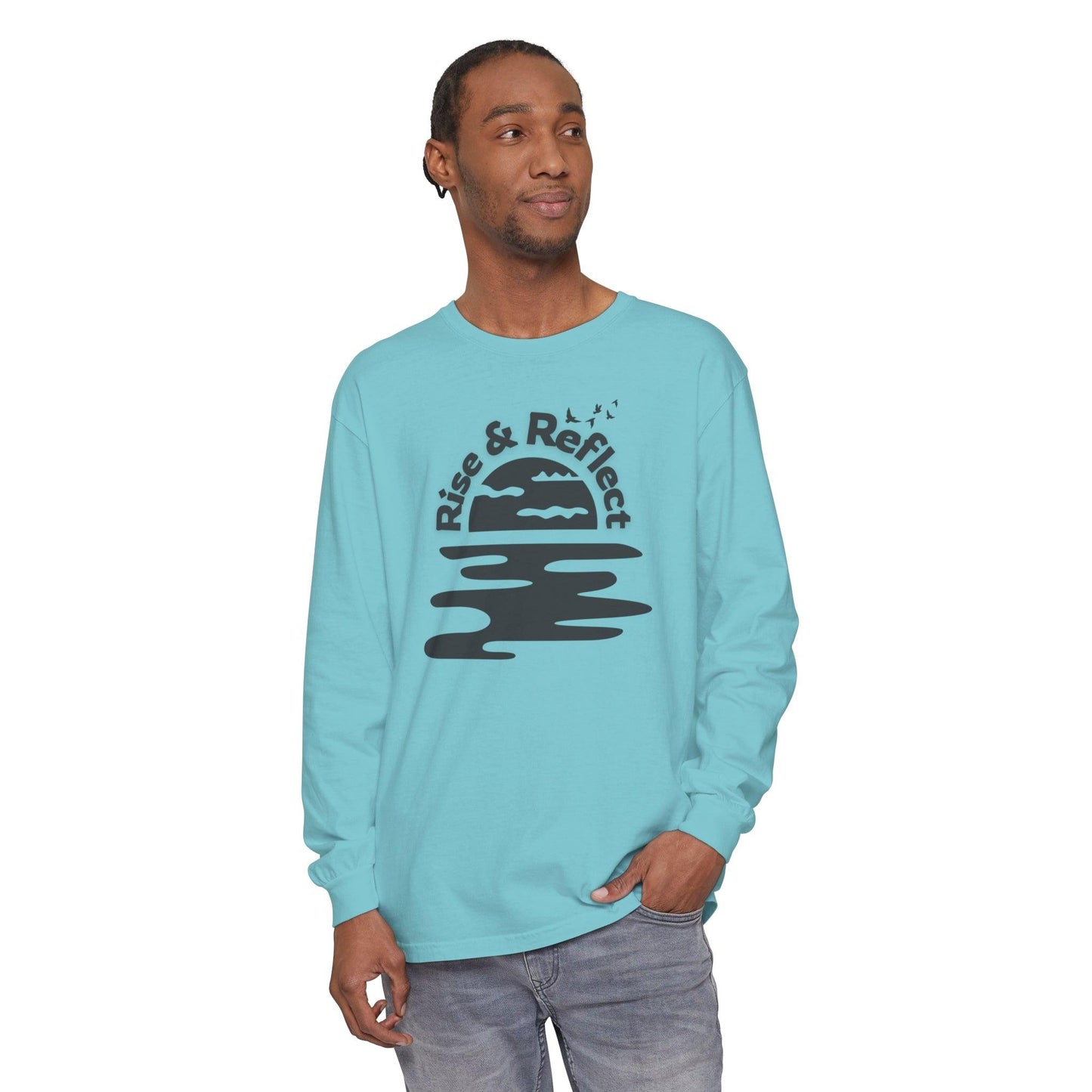 Comfort Colors Long Sleeve T-Shirt | Soft Garment-Dyed Cotton with Calming Sunrise Design - Joyful Moments Market