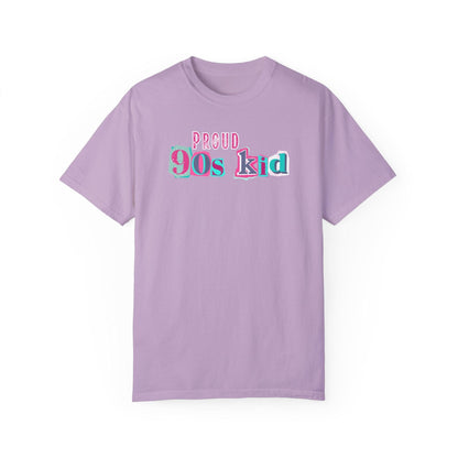 Proud 90s Kid Shirt | Vintage-Inspired Bold Pink & Blue Tee in Garment-Dyed Cotton - Joyful Moments Market