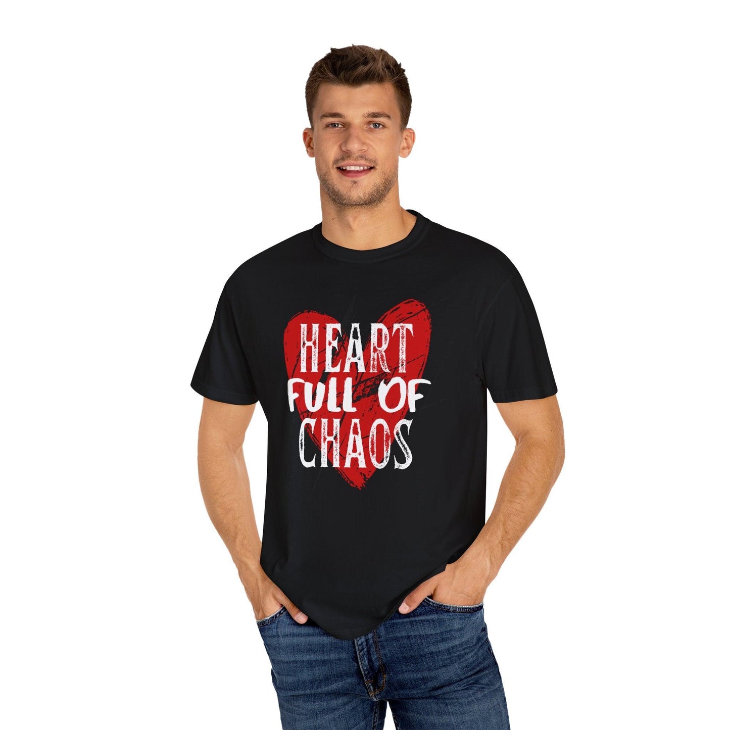 Comfort Colors Grunge Emo Tee | Soft Garment-Dyed Cotton with Edgy Red Heart Graphic - Joyful Moments Market