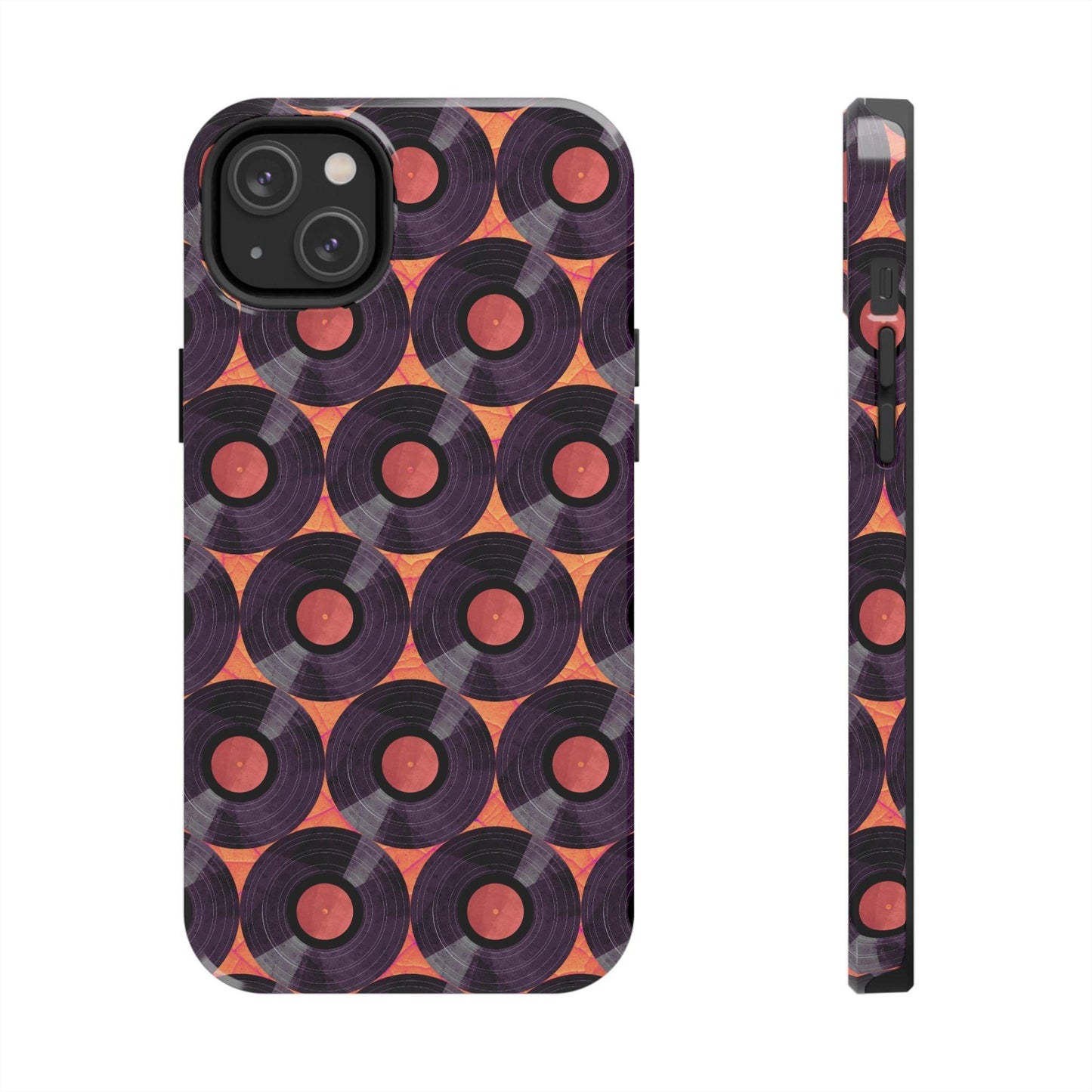 Vinyl Record Phone Case | Retro Red-Orange Design for iPhone & Samsung - Joyful Moments Market