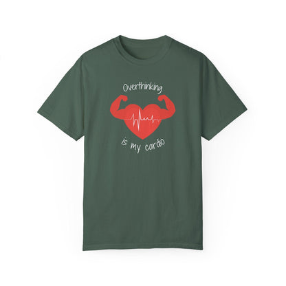 Comfort Colors Overthinking Tee | Soft Garment-Dyed Cotton with Quirky Heart Muscle Graphic - Joyful Moments Market