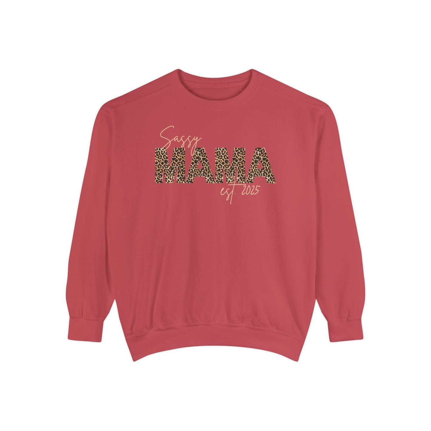 Customizable Comfort Colors Sassy Mama Sweatshirt | Leopard Print Gift for Moms - Joyful Moments Market