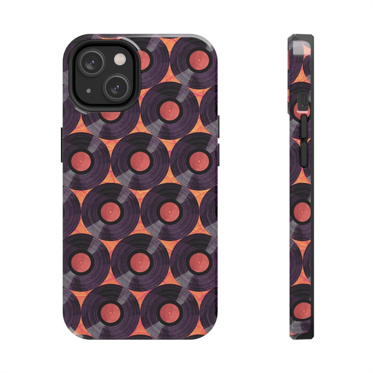 Vinyl Record Phone Case | Retro Red-Orange Design for iPhone & Samsung - Joyful Moments Market