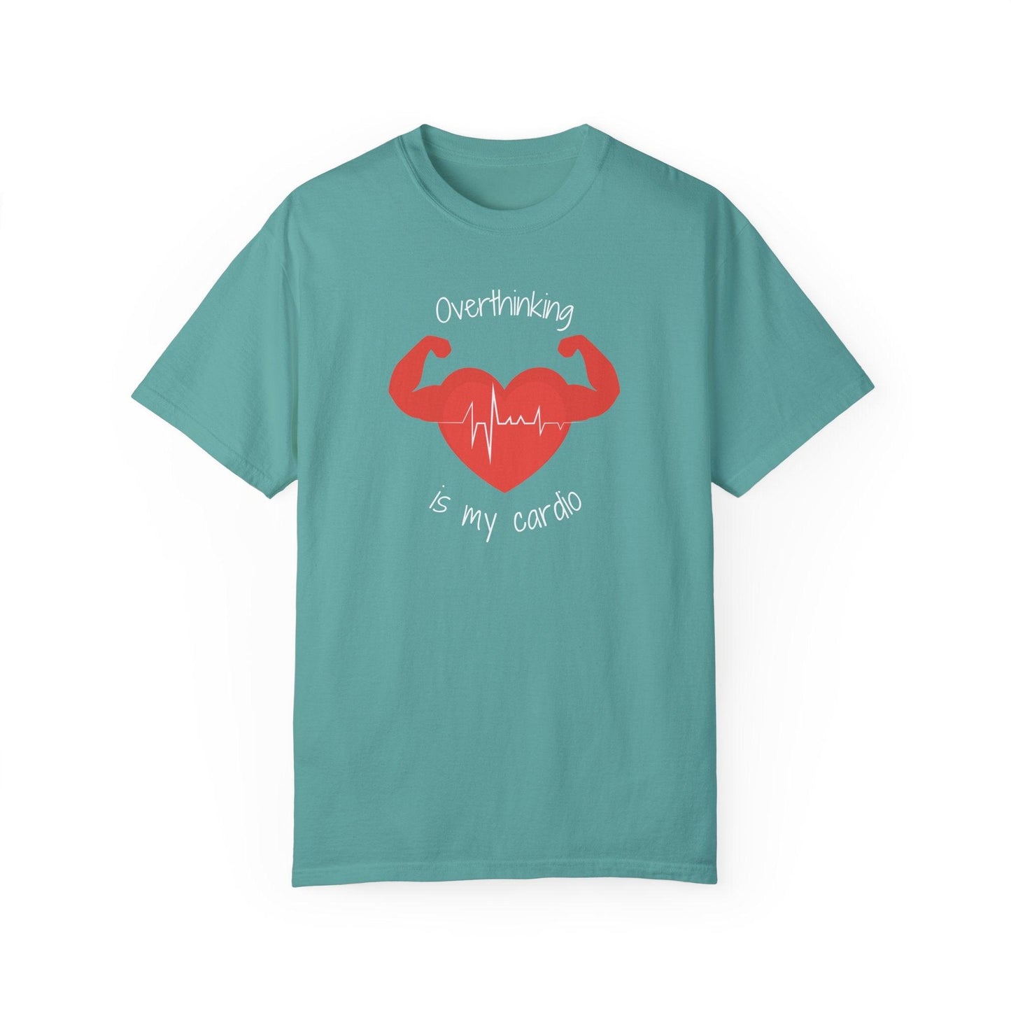 Comfort Colors Overthinking Tee | Soft Garment-Dyed Cotton with Quirky Heart Muscle Graphic - Joyful Moments Market