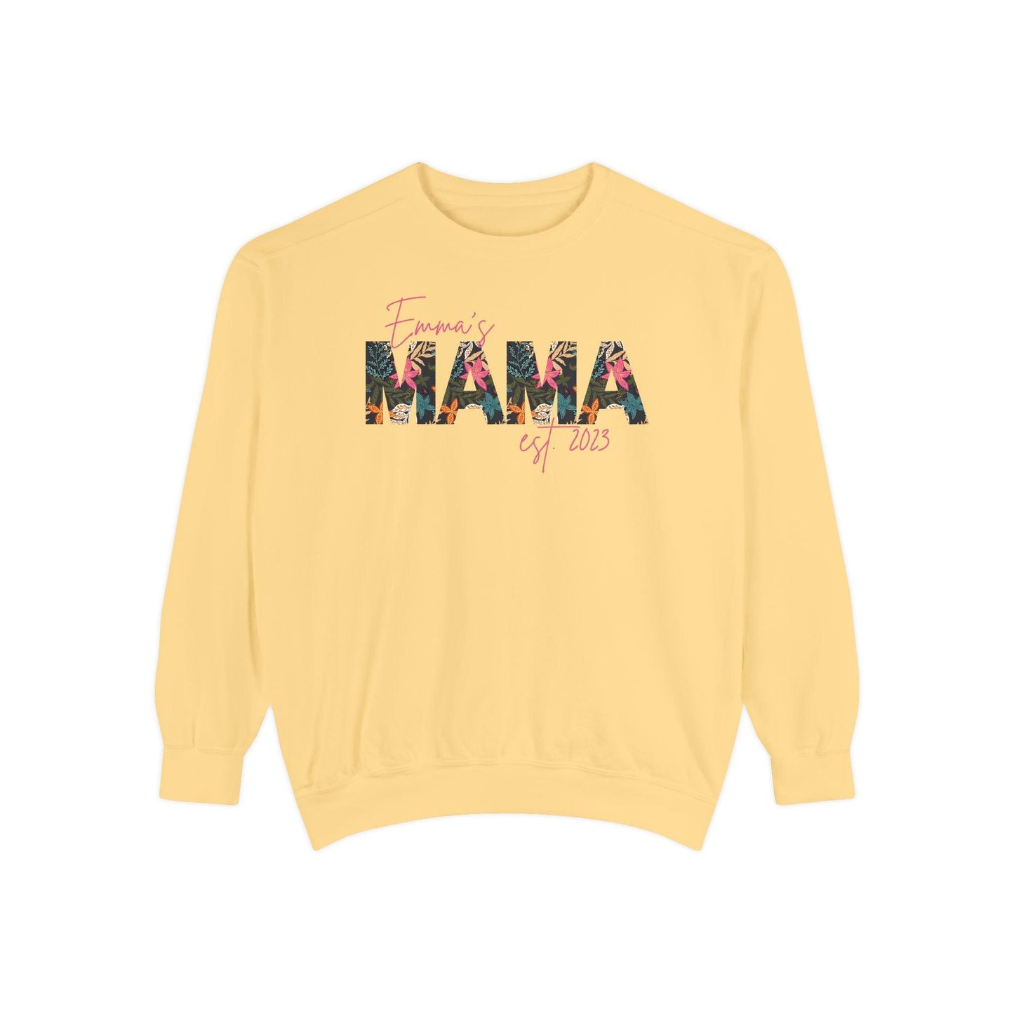 Customizable Comfort Colors Tropical Mama Sweatshirt | Personalized Gift for Beach-Loving Moms - Joyful Moments Market