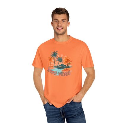 Comfort Colors Palm Sunrise Tee | Soft Garment-Dyed Cotton for Beach Vibes - Joyful Moments Market