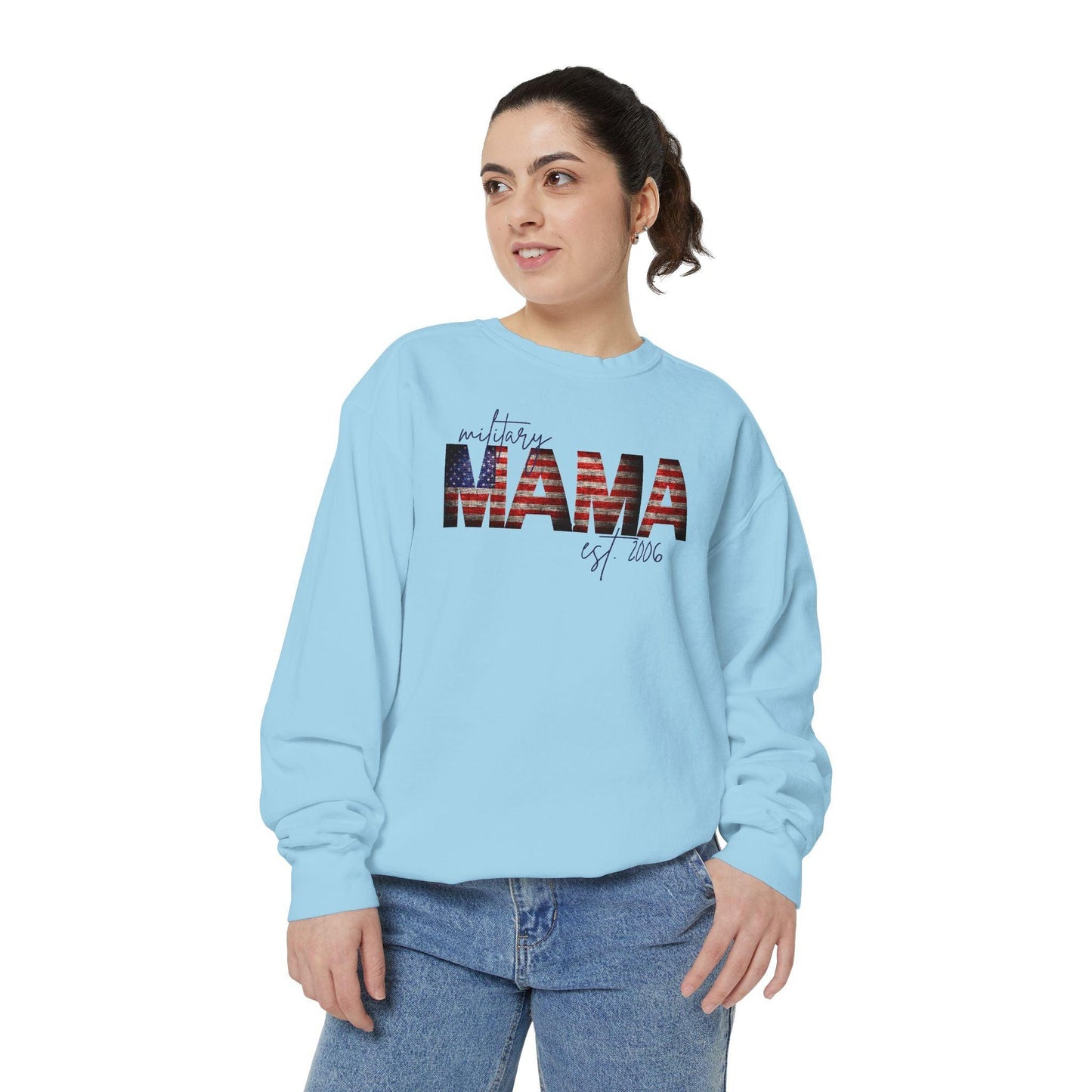 Customizable Comfort Colors Military Mama Sweatshirt | Patriotic Gift for Moms - Joyful Moments Market