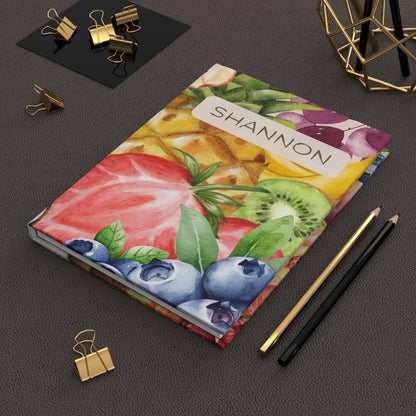 Personalized Watercolor Fruit Journal | Custom Hardcover for Wellness & Creativity - Joyful Moments Market