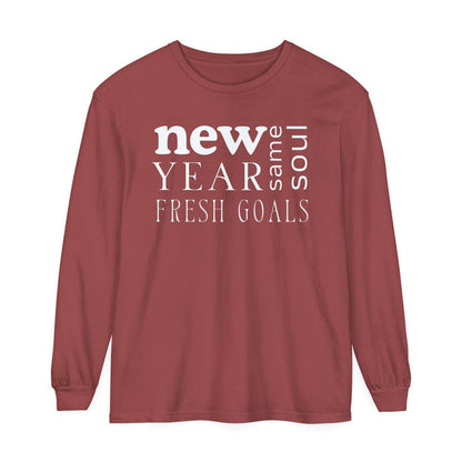 Comfort Colors Long Sleeve T-Shirt | Soft Garment-Dyed Cotton | Celebrate Fresh Goals in Cozy Style with Durable Everyday Comfort - Joyful Moments Market