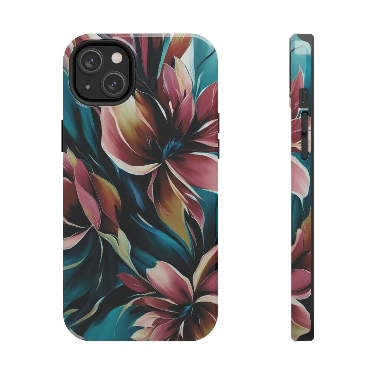 Floral Phone Case | Artistic Dark Purple & Green Design for iPhone & Samsung - Joyful Moments Market