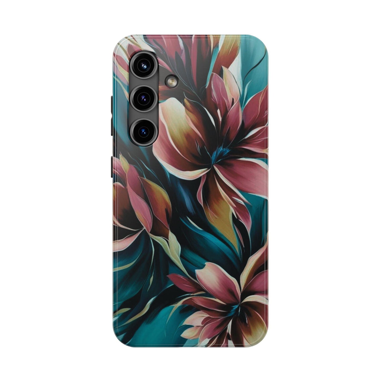 Floral Phone Case | Artistic Dark Purple & Green Design for iPhone & Samsung - Joyful Moments Market