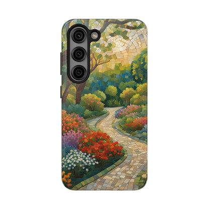 Mosaic Park Phone Case | Peaceful Path & Floral Design for iPhone & Samsung - Joyful Moments Market