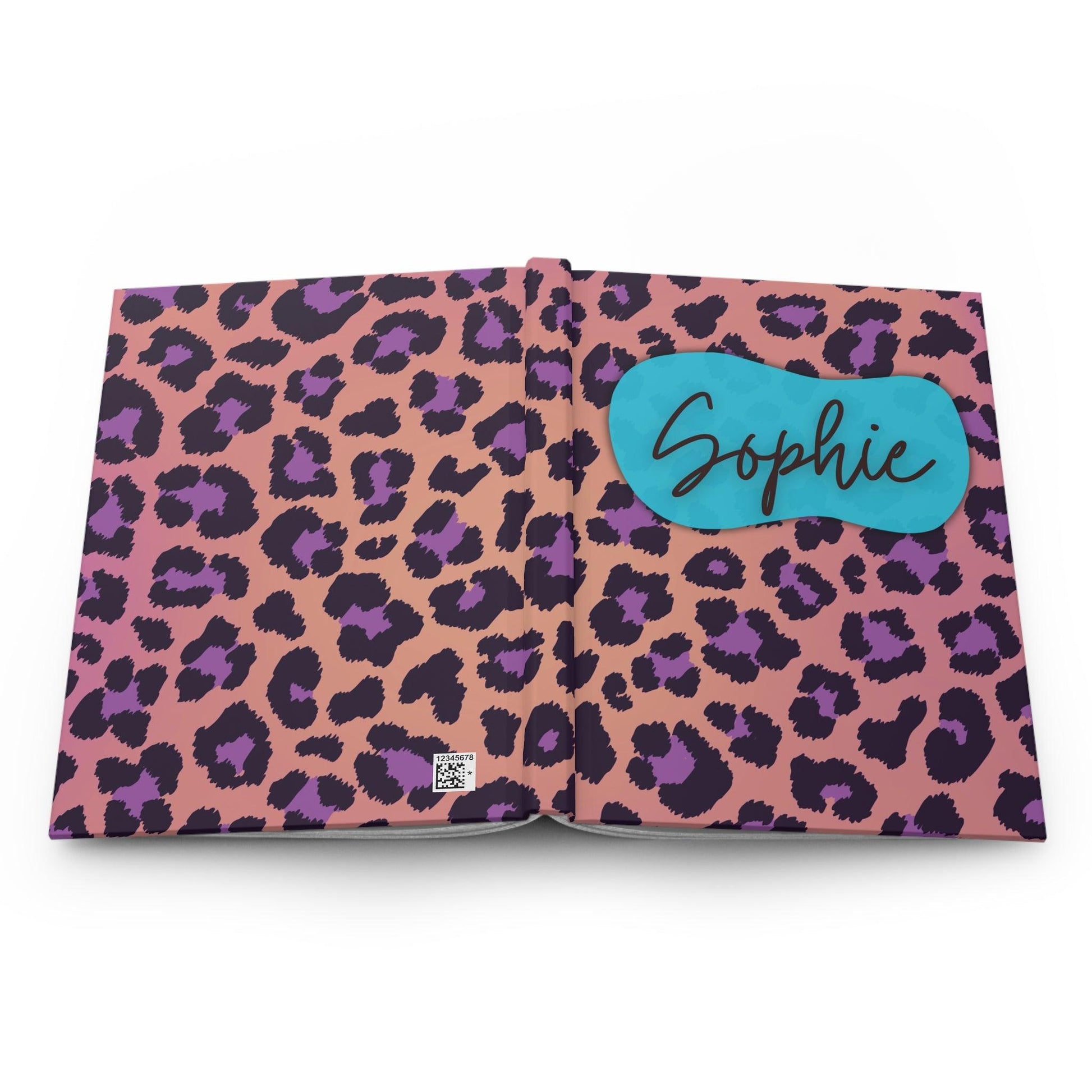 Personalized Cheetah Print Journal | Electric Blue Pop Hardcover Notebook - Joyful Moments Market