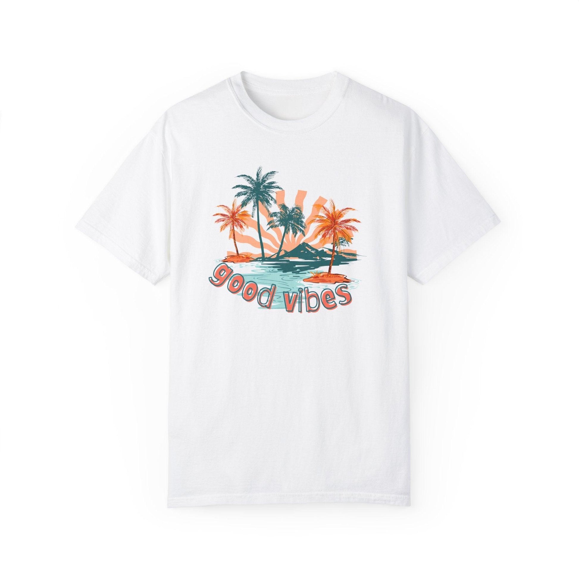 Comfort Colors Palm Sunrise Tee | Soft Garment-Dyed Cotton for Beach Vibes - Joyful Moments Market