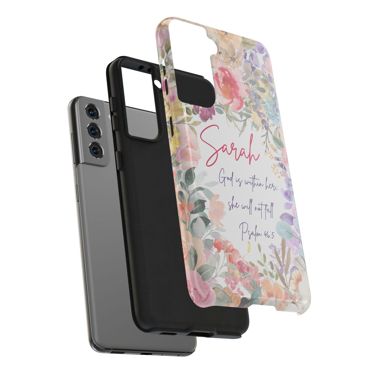 Personalized Floral Phone Cover with Bible Verse Psalm 46:5 - Joyful Moments Market