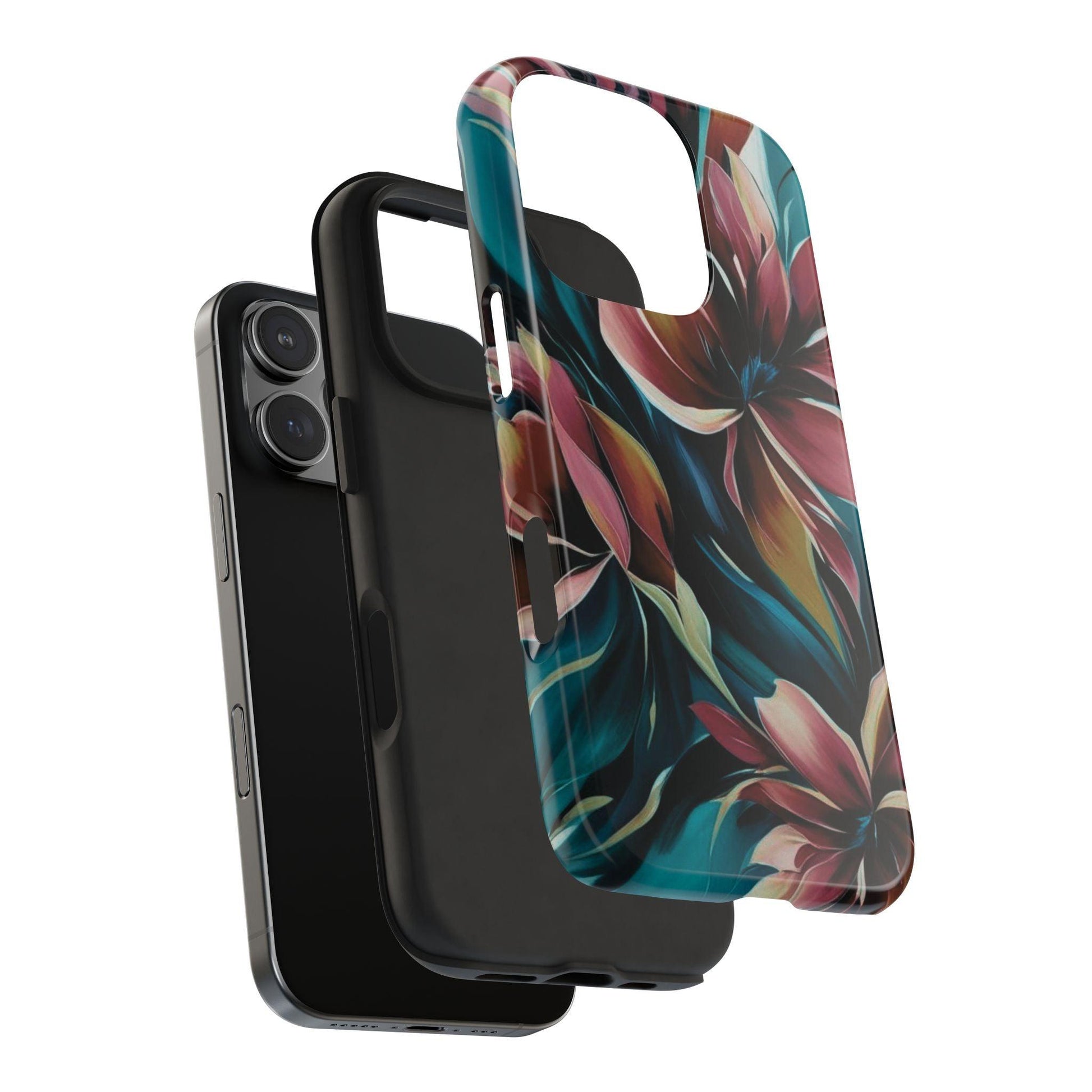 Floral Phone Case | Artistic Dark Purple & Green Design for iPhone & Samsung - Joyful Moments Market