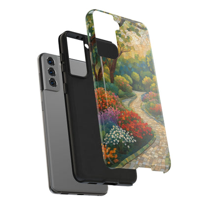 Mosaic Park Phone Case | Peaceful Path & Floral Design for iPhone & Samsung - Joyful Moments Market