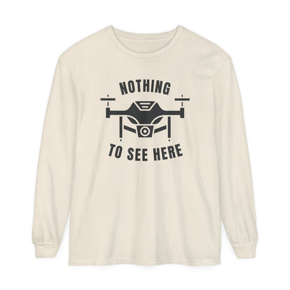 Comfort Colors Long Sleeve T-Shirt | Garment-Dyed Cotton & "Nothing to See Here" Design - Joyful Moments Market