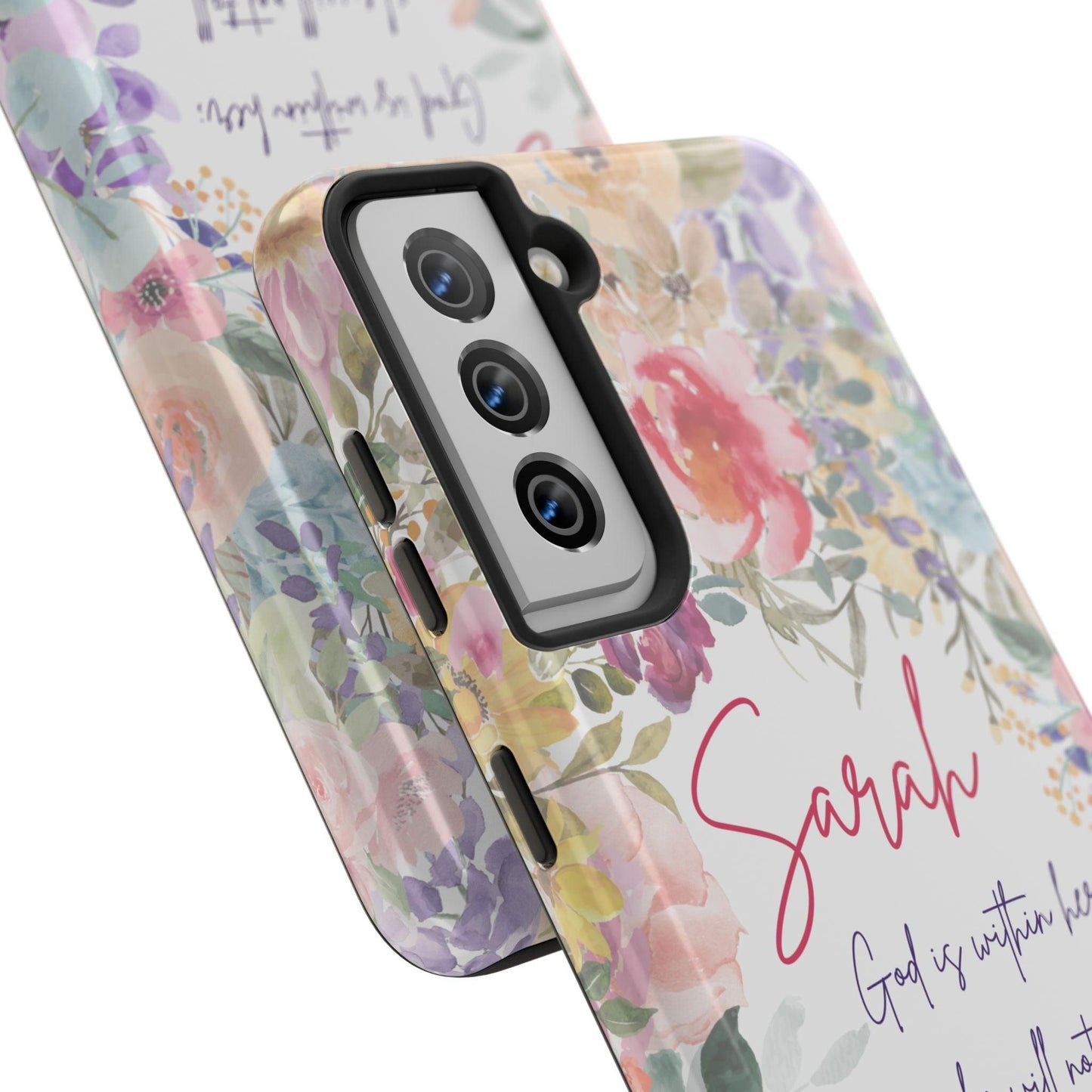 Personalized Floral Phone Cover with Bible Verse Psalm 46:5 - Joyful Moments Market