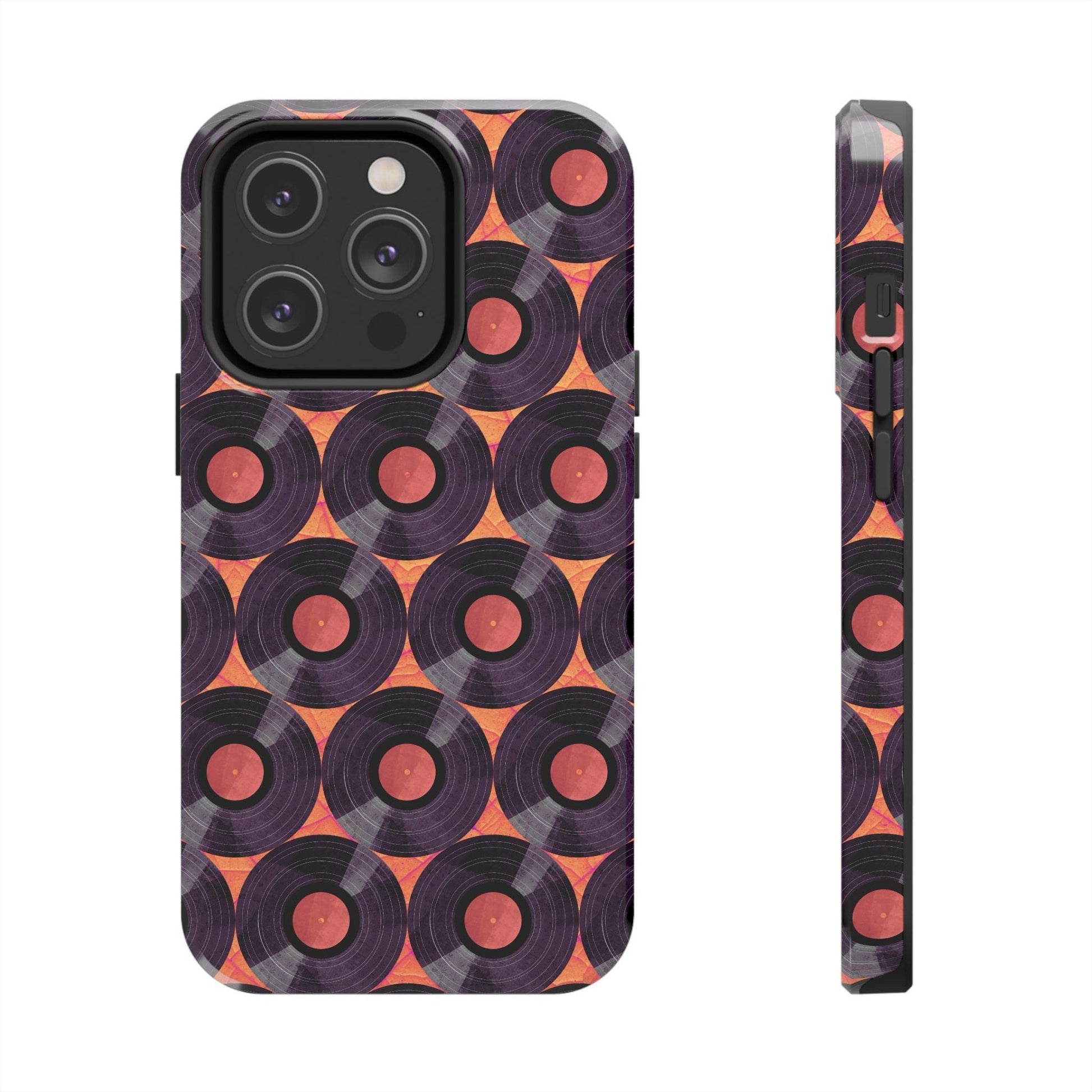 Vinyl Record Phone Case | Retro Red-Orange Design for iPhone & Samsung - Joyful Moments Market