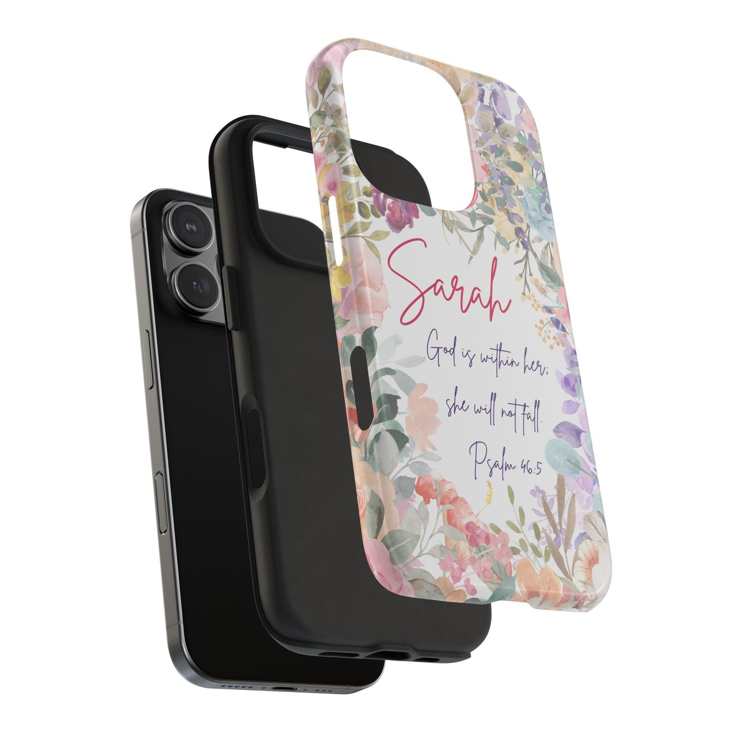 Personalized Floral Phone Cover with Bible Verse Psalm 46:5 - Joyful Moments Market