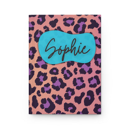 Personalized Cheetah Print Journal | Electric Blue Pop Hardcover Notebook - Joyful Moments Market