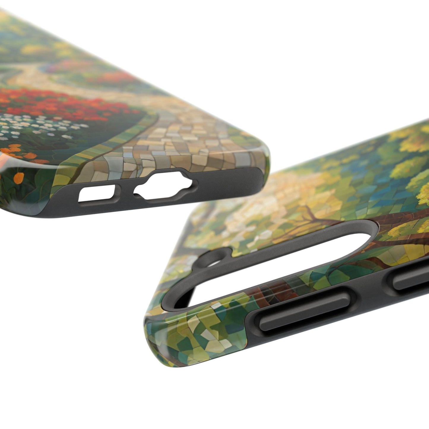 Mosaic Park Phone Case | Peaceful Path & Floral Design for iPhone & Samsung - Joyful Moments Market