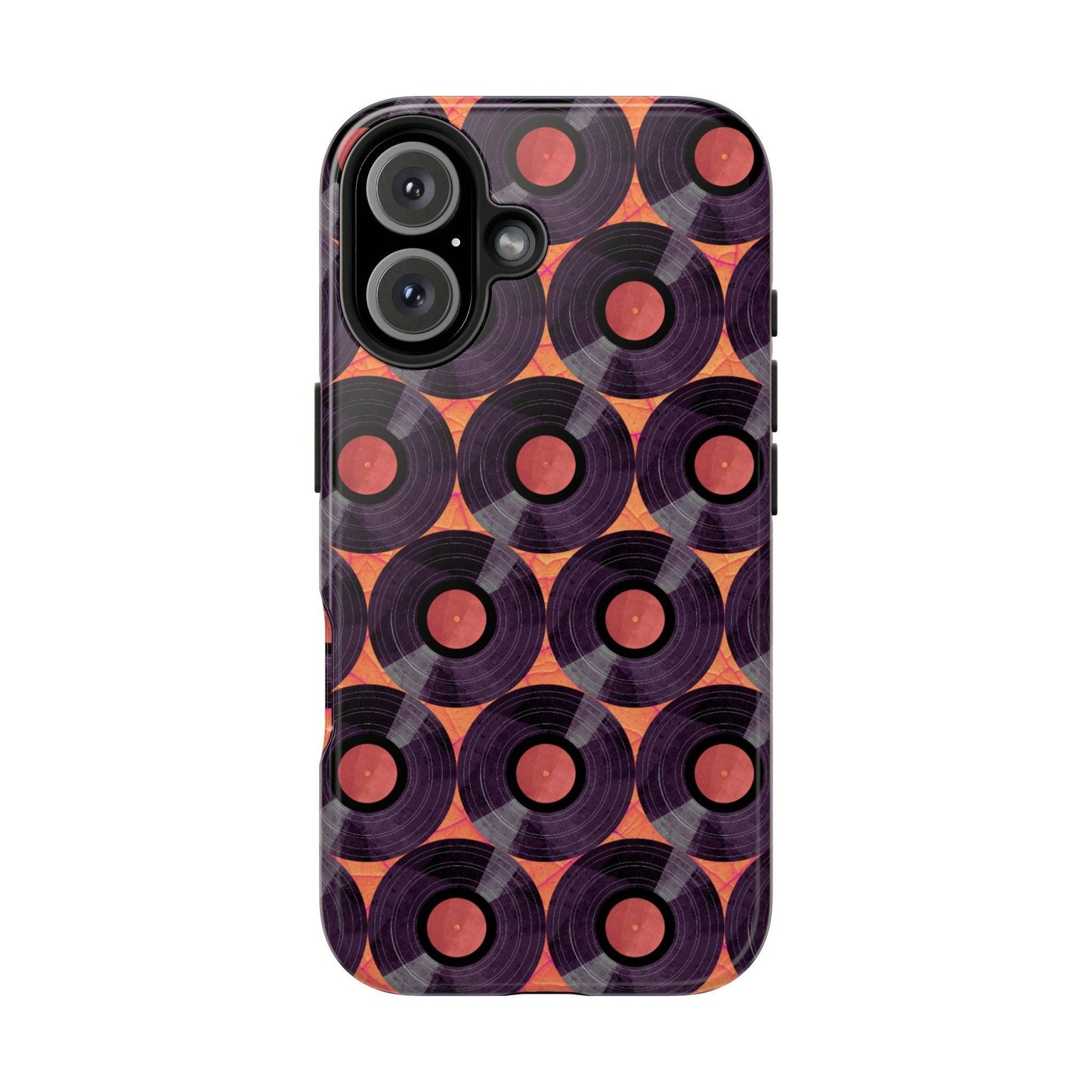 Vinyl Record Phone Case | Retro Red-Orange Design for iPhone & Samsung - Joyful Moments Market