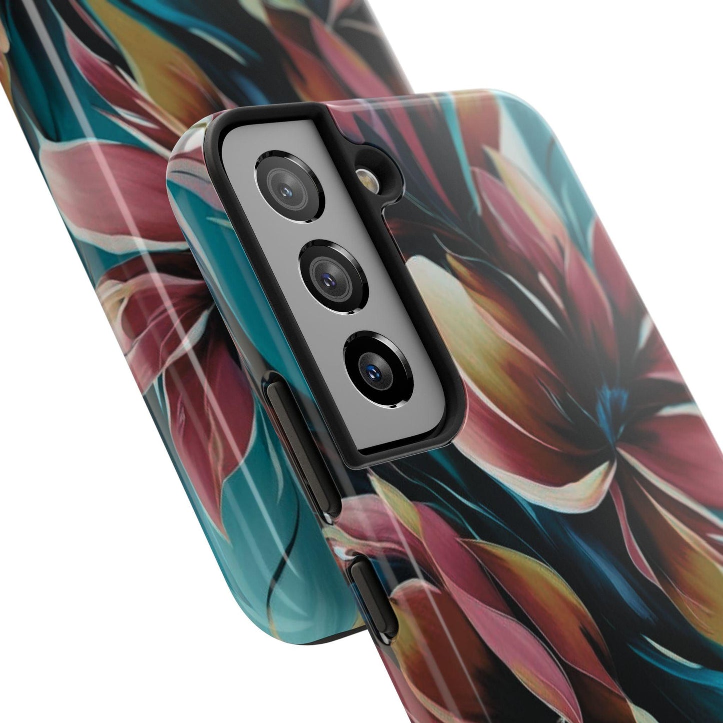 Floral Phone Case | Artistic Dark Purple & Green Design for iPhone & Samsung - Joyful Moments Market