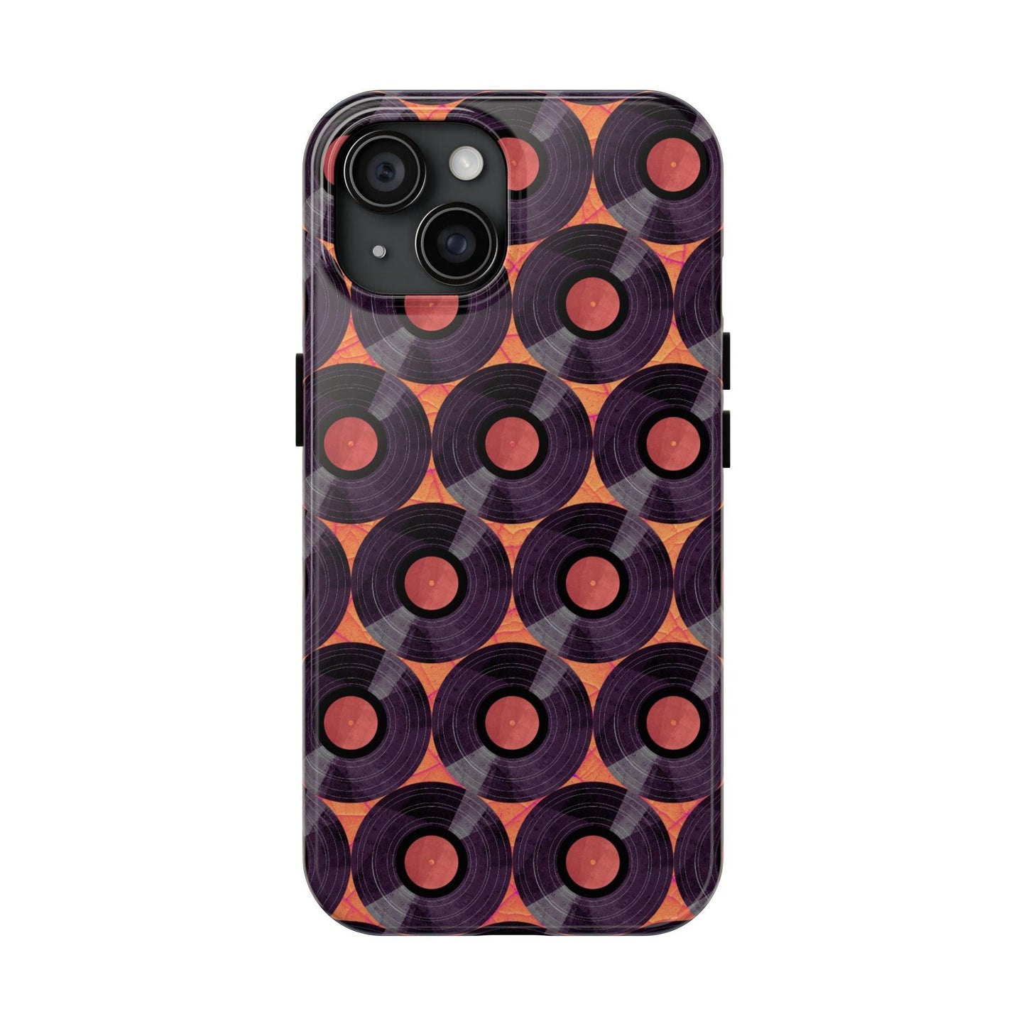 Vinyl Record Phone Case | Retro Red-Orange Design for iPhone & Samsung - Joyful Moments Market