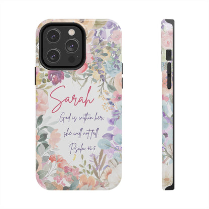 Personalized Floral Phone Cover with Bible Verse Psalm 46:5 - Joyful Moments Market