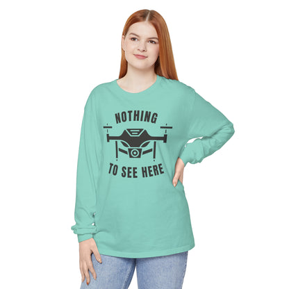 Comfort Colors Long Sleeve T-Shirt | Garment-Dyed Cotton & "Nothing to See Here" Design - Joyful Moments Market