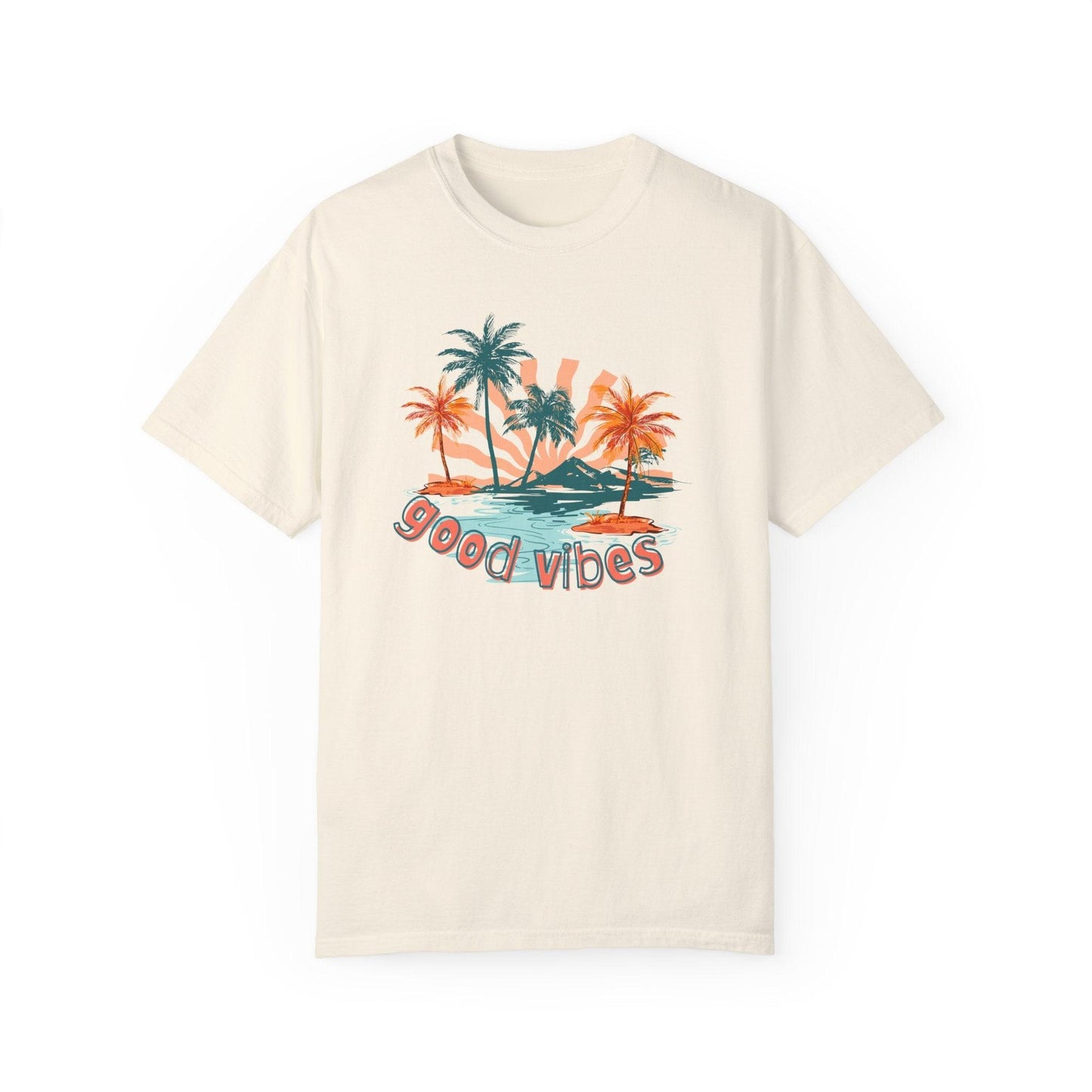 Comfort Colors Palm Sunrise Tee | Soft Garment-Dyed Cotton for Beach Vibes - Joyful Moments Market