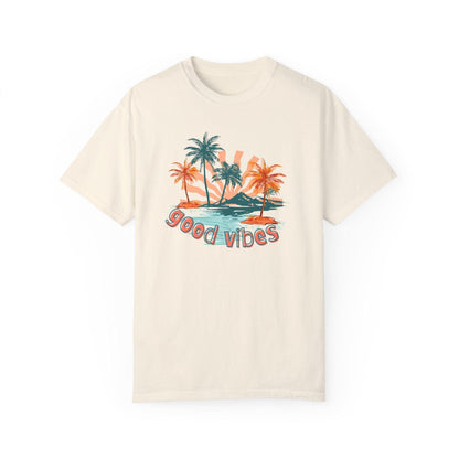 Comfort Colors Palm Sunrise Tee | Soft Garment-Dyed Cotton for Beach Vibes - Joyful Moments Market