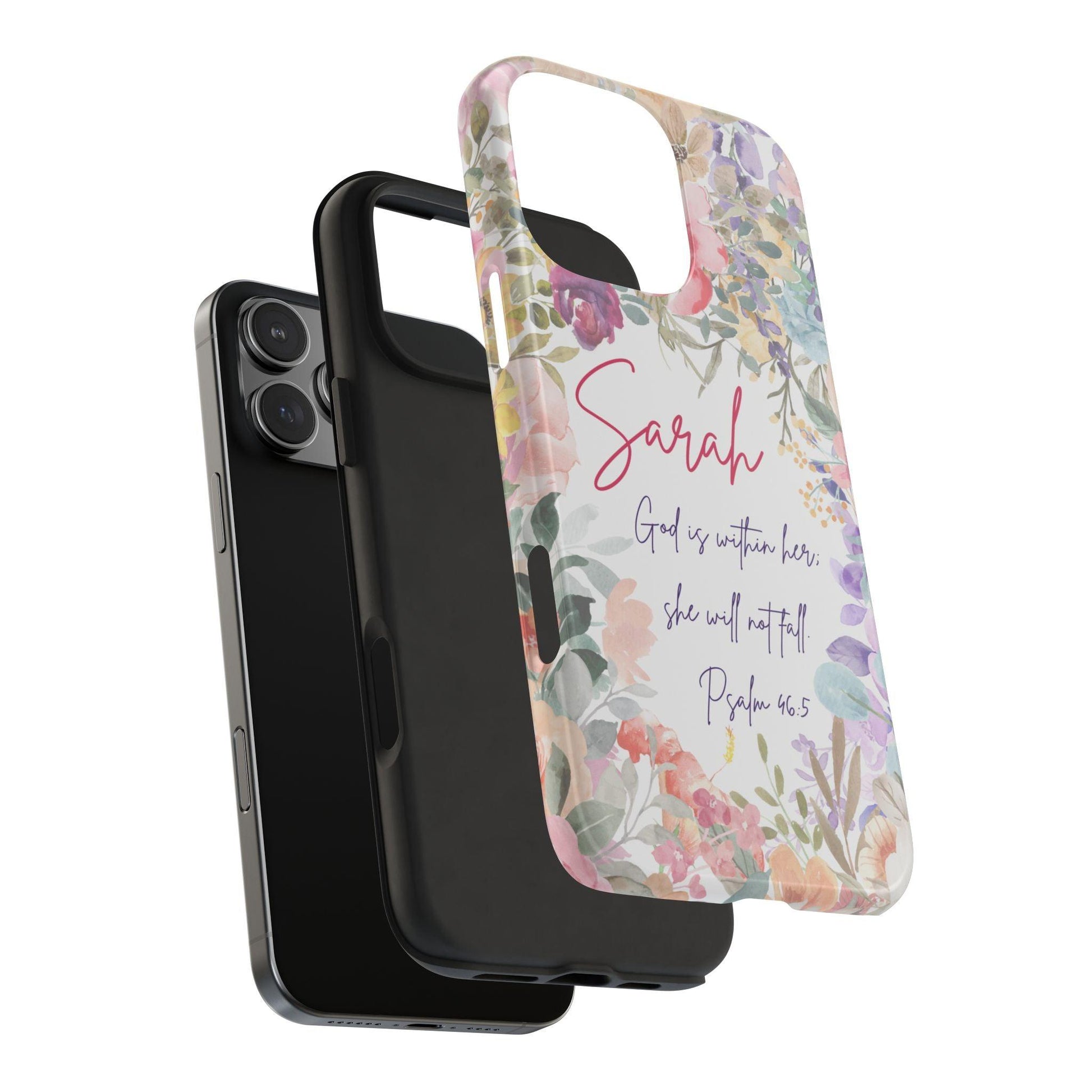 Personalized Floral Phone Cover with Bible Verse Psalm 46:5 - Joyful Moments Market