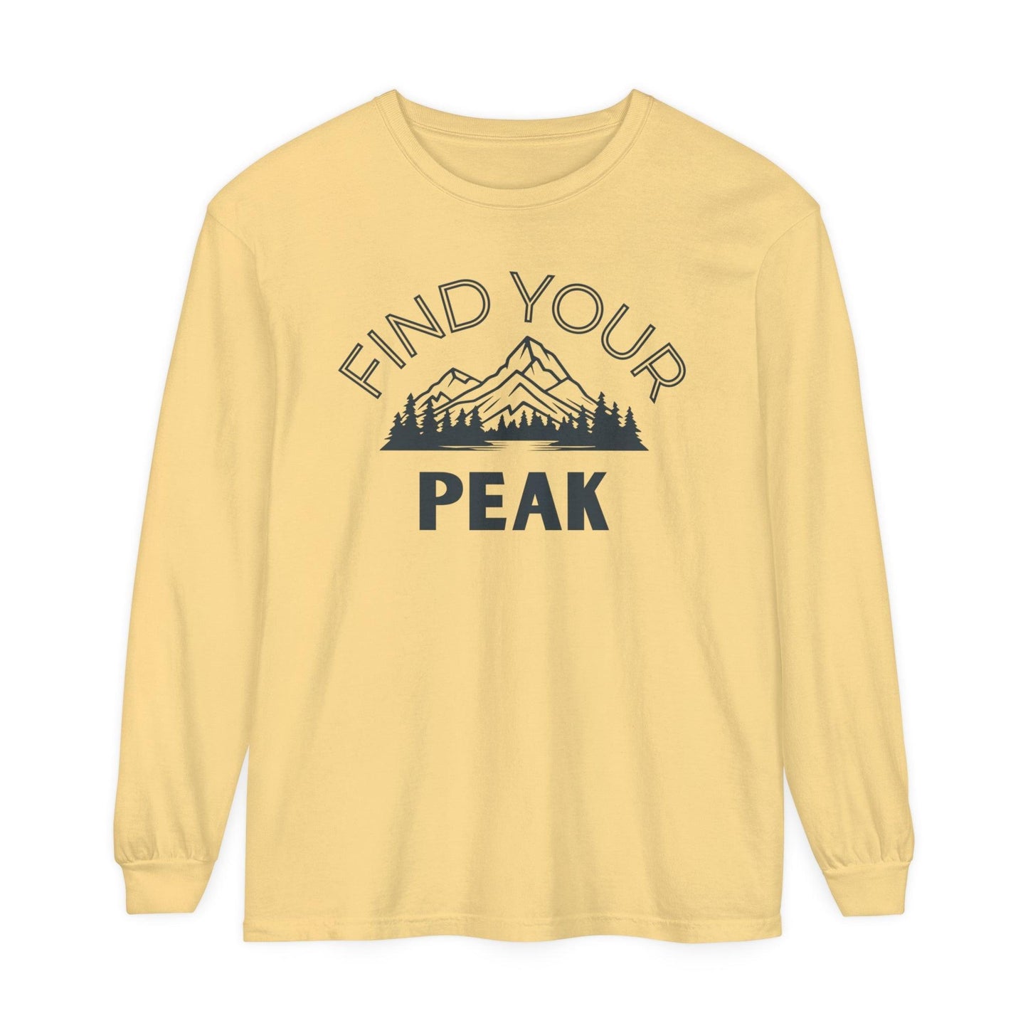 Comfort Colors Long Sleeve T-Shirt | Garment-Dyed Cotton with Inspiring Mountain Scene - Joyful Moments Market