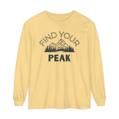 Comfort Colors Long Sleeve T-Shirt | Garment-Dyed Cotton with Inspiring Mountain Scene - Joyful Moments Market